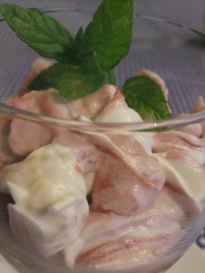 Swirled creamy dairy-free rhubarb fool